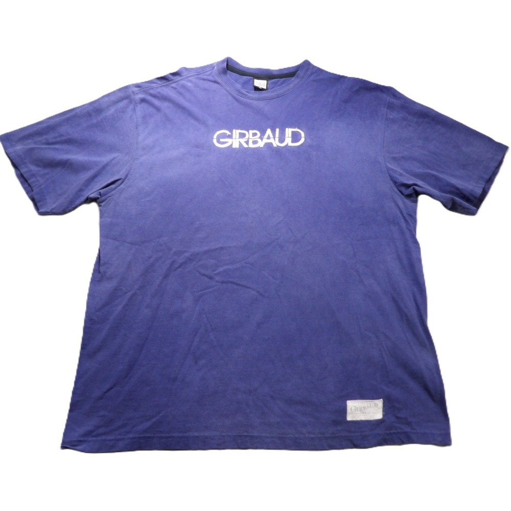 VTG 90s Girbaud Spellout Logo T Shirt Men 2XL Blue Hip Hop Streetwear Cotton Tee
